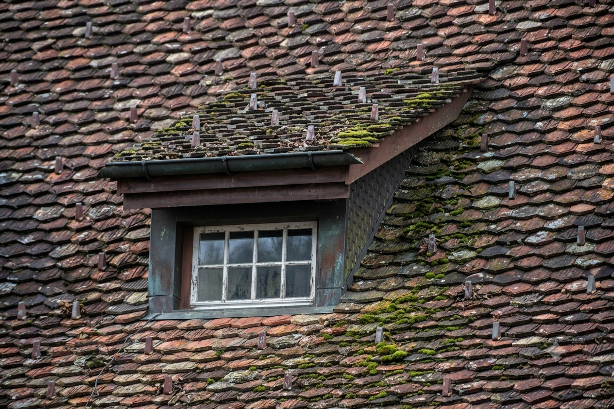 Tile roof before and after cleaning